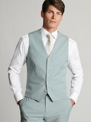 Brook Taverner Green Textured Suit Waistcoat - Image 1 of 2