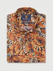 Brook Taverner Brown Tropical Print Short Sleeve Shirt - Image 4 of 6