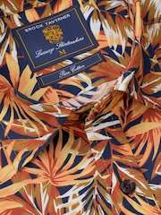 Brook Taverner Brown Tropical Print Short Sleeve Shirt - Image 5 of 6