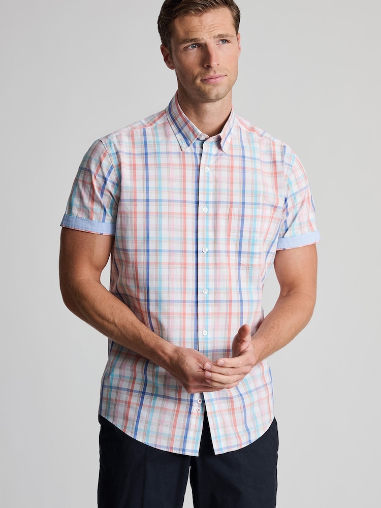 Brook Taverner Orange Check Portofino Short Sleeve Shirt - Image 1 of 5