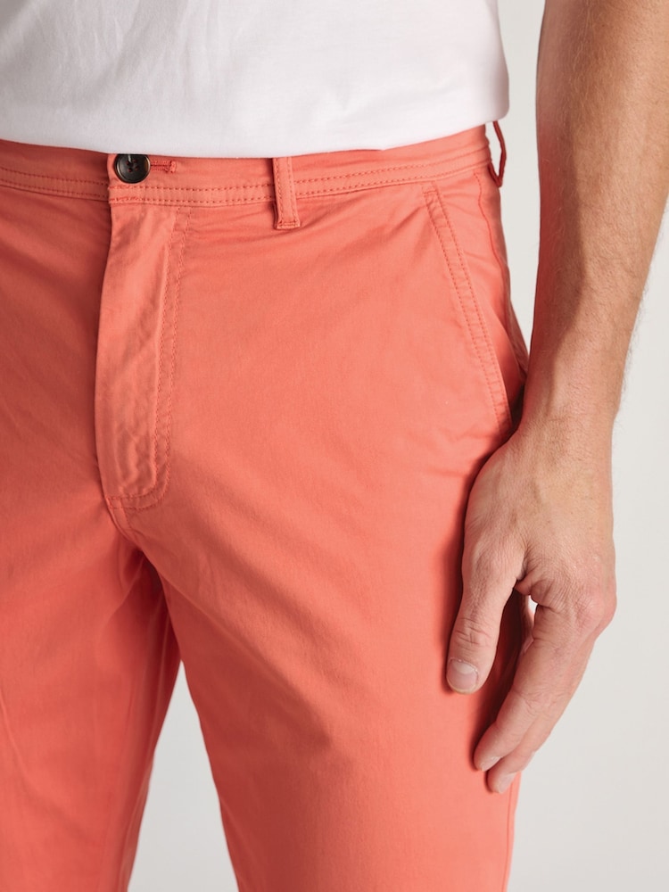 Brook Taverner Orange Tailored Fit Garment Dyed Cotton Stretch Trousers - Image 4 of 4