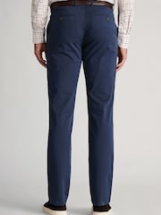 Brook Taverner Navy Blue Tailored Fit Garment Dyed Cotton Stretch Trousers - Image 2 of 4