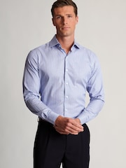 Brook Taverner Blue Regular Fit Butchers Stripe Cotton Shirt - Image 1 of 3
