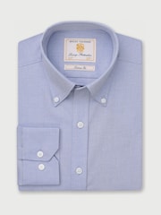 Brook Taverner Blue Pinpoint Oxford Cotton Shirt - Image 6 of 8