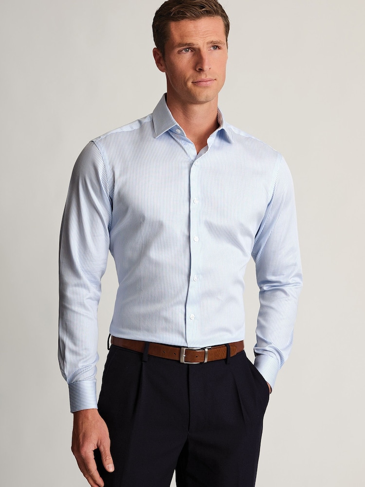 Brook Taverner Blue Fine Stripe Cotton Shirt - Image 1 of 7