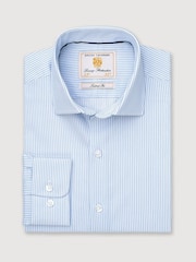 Brook Taverner Blue Fine Stripe Cotton Shirt - Image 5 of 7