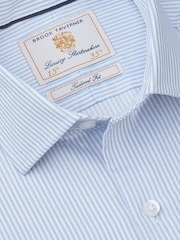Brook Taverner Blue Fine Stripe Cotton Shirt - Image 6 of 7