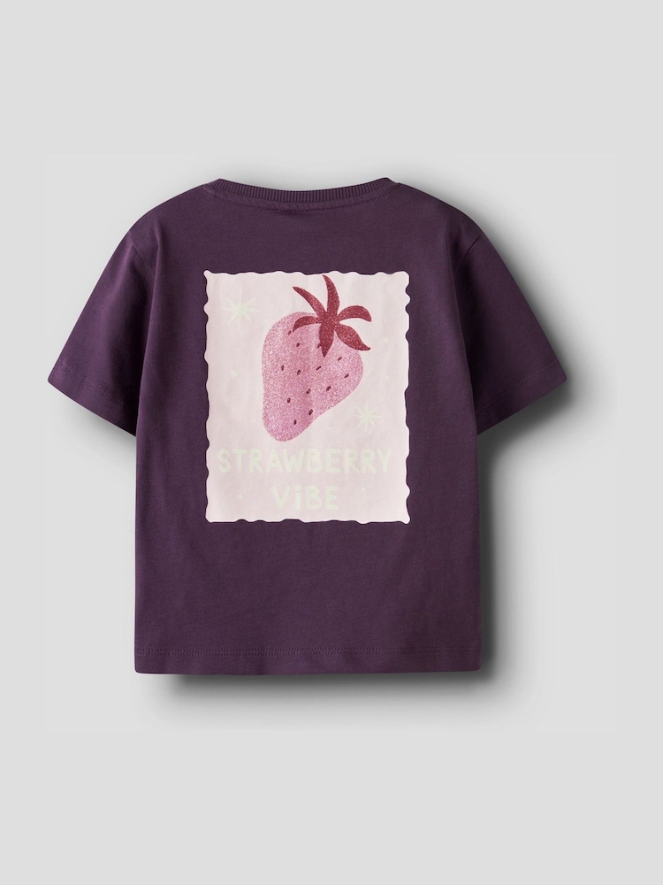 Name It Purple Strawberry Short Sleeve T-Shirt - Image 4 of 4 Name It Purple Strawberry Short Sleeve T-Shirt - Image 4 of 4