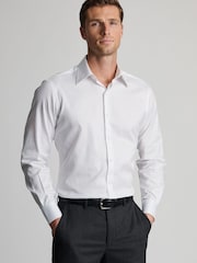 ホワイト - Brook Taverner ツイルストレッチ・コットンシャツ - 画像 1 / 7