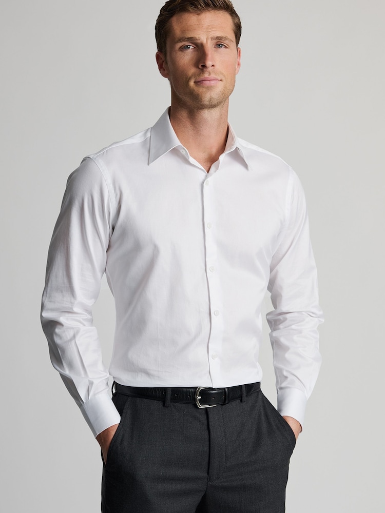 ホワイト - Brook Taverner ツイルストレッチ・コットンシャツ - 画像 1 / 7