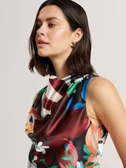 Ted Baker Black Drape Halter Neck Printed Top - Image 2 of 6