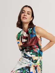 Ted Baker Black Drape Halter Neck Printed Top - Image 4 of 6