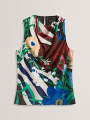 Ted Baker Black Drape Halter Neck Printed Top - Image 5 of 6