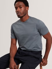 Ted Baker Grey Short Sleeve Mixed Texture Stripe T-Shirt - Image 3 of 6