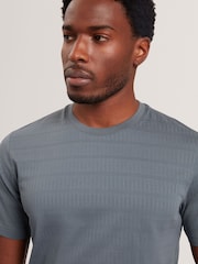 Ted Baker Grey Short Sleeve Mixed Texture Stripe T-Shirt - Image 4 of 6