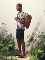 Ted Baker Blue Short Sleeve Stitch Detail Polo Shirt - Image 3 of 7