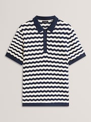 Ted Baker Blue Short Sleeve Stitch Detail Polo Shirt - Image 6 of 7