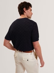 Ted Baker Blue Short Sleeve Textured T-Shirt - Image 2 of 6