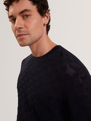 Ted Baker Blue Short Sleeve Textured T-Shirt - Image 3 of 6