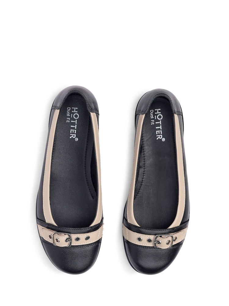 Hotter Black Wide Fit Sparrow Slip-On Ballet Shoes - Image 4 of 4
