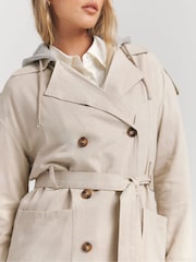 Simply Be Natural Linen Trench Coat - Image 4 of 4