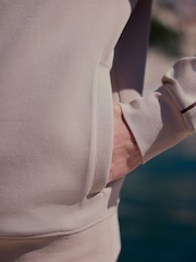 Neutral Textured Pique Zip Through Funnel Sweat Top - Image 5 of 10