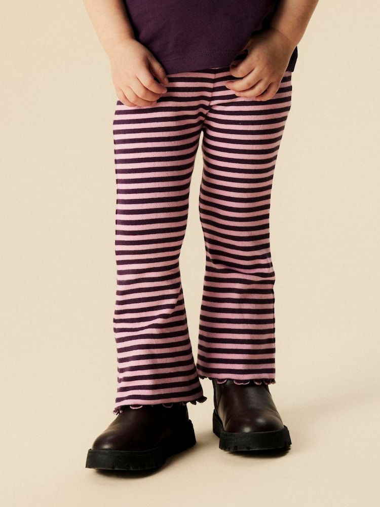 Name It Purple Striped Ribbed Flare Leggings - Image 1 of 4