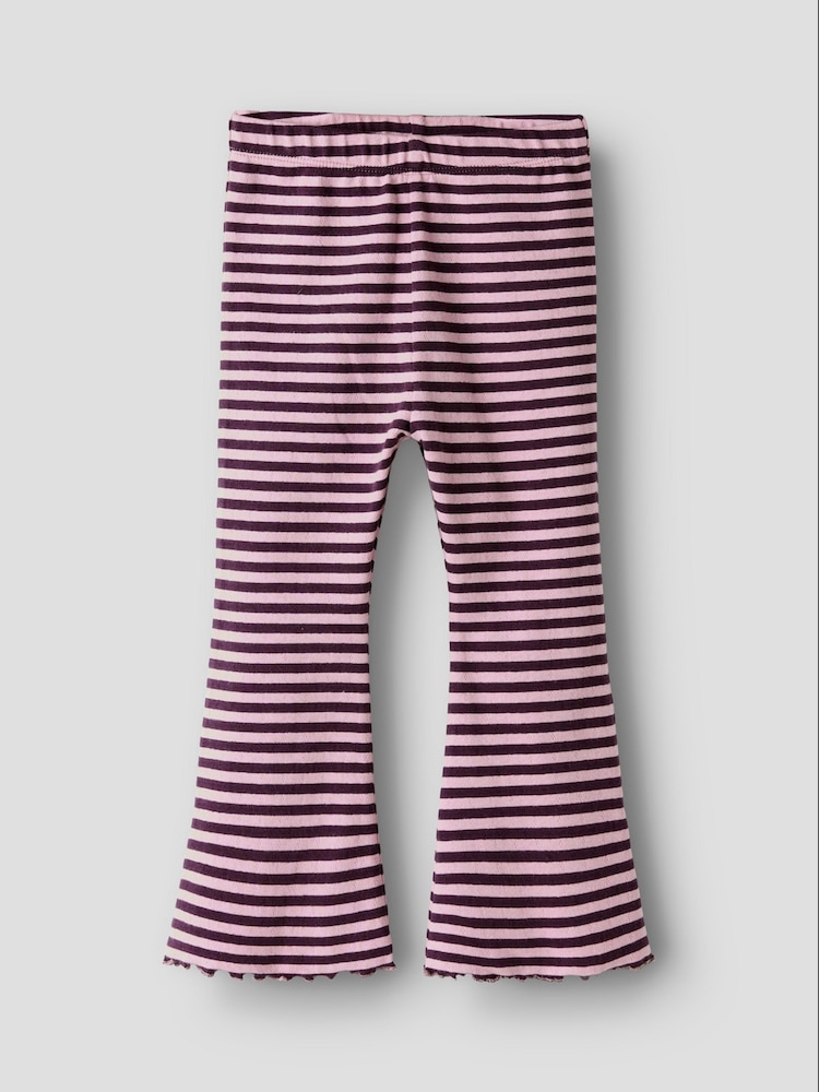 Name It Purple Striped Ribbed Flare Leggings - Image 4 of 4