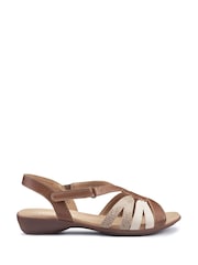 Hotter Brown Wide Fit Standard Fit Flare Touch Fastening Casual Sandals - Image 1 of 4