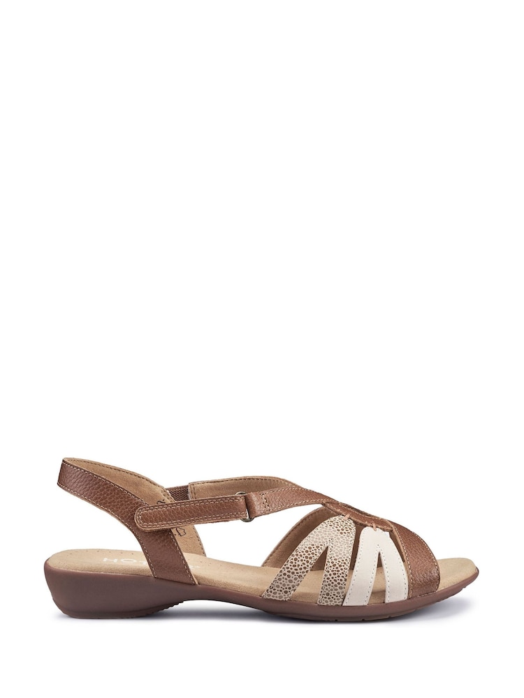 Hotter Brown Wide Fit Standard Fit Flare Touch Fastening Casual Sandals - Image 1 of 4
