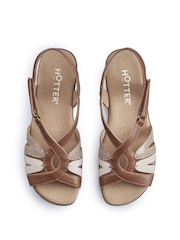 Hotter Brown Wide Fit Standard Fit Flare Touch Fastening Casual Sandals - Image 3 of 4