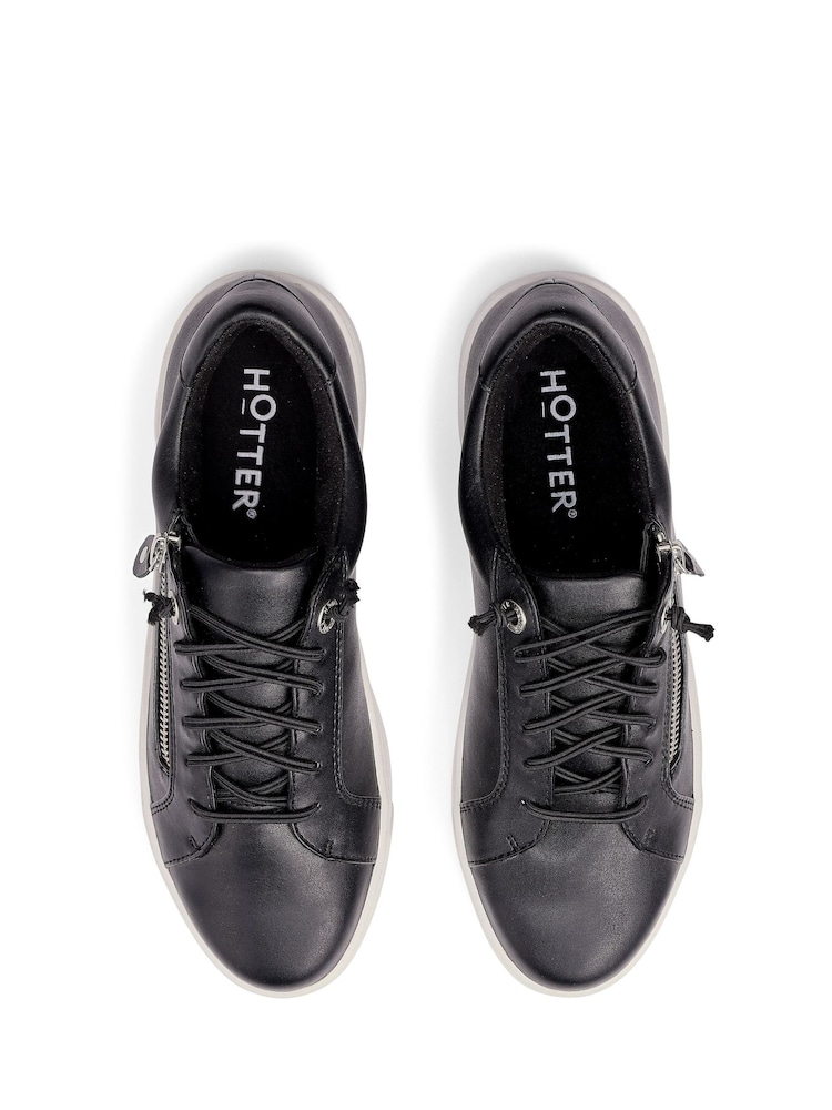 Hotter Black Wide Fit Leonie Slip On Zip Cupsole Shoes - Image 4 of 4