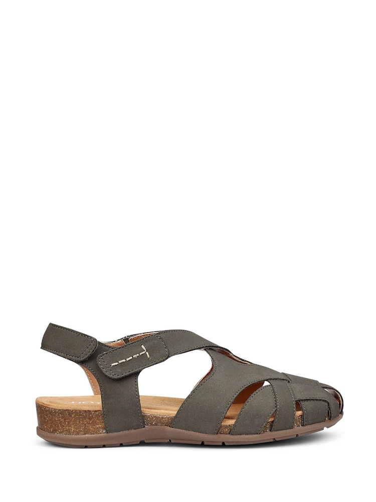 Hotter Green Wide Fit Standard Fit Carpa Touch Fastening Casual Sandals - Image 1 of 4