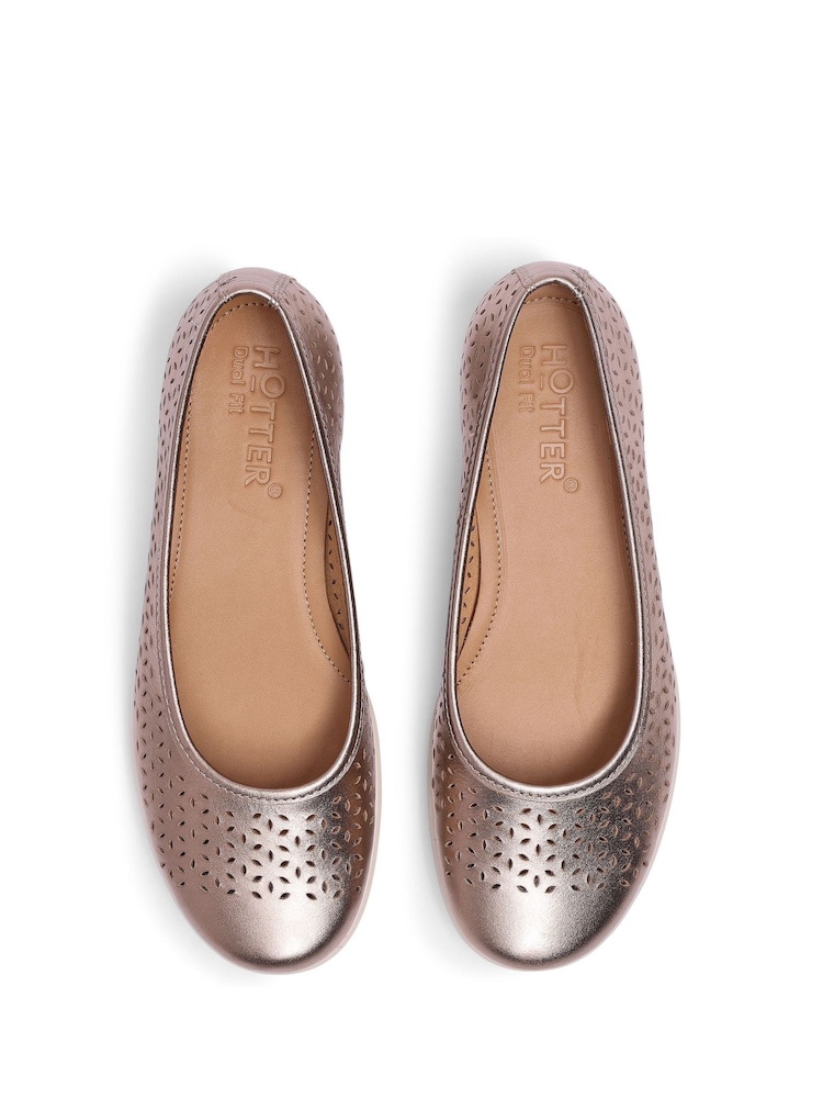 Hotter Metallic Wide Fit Livvy II Slip-On Ballets Shoes - Image 4 of 4