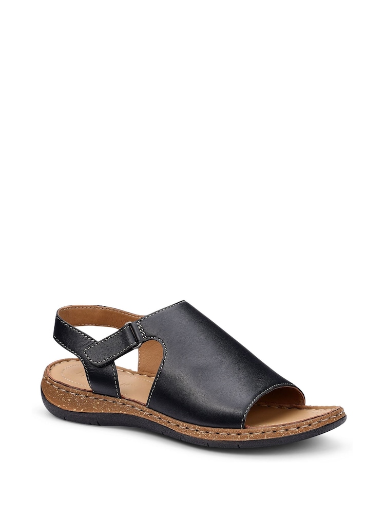 Hotter Black Wide Fit Mena Touch-Fastening Casual Sandals - Image 2 of 4