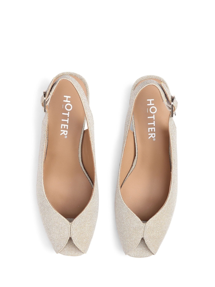 Hotter Metallic Standard Fit Studio Buckle Slingback Court Shoes - Image 4 of 4