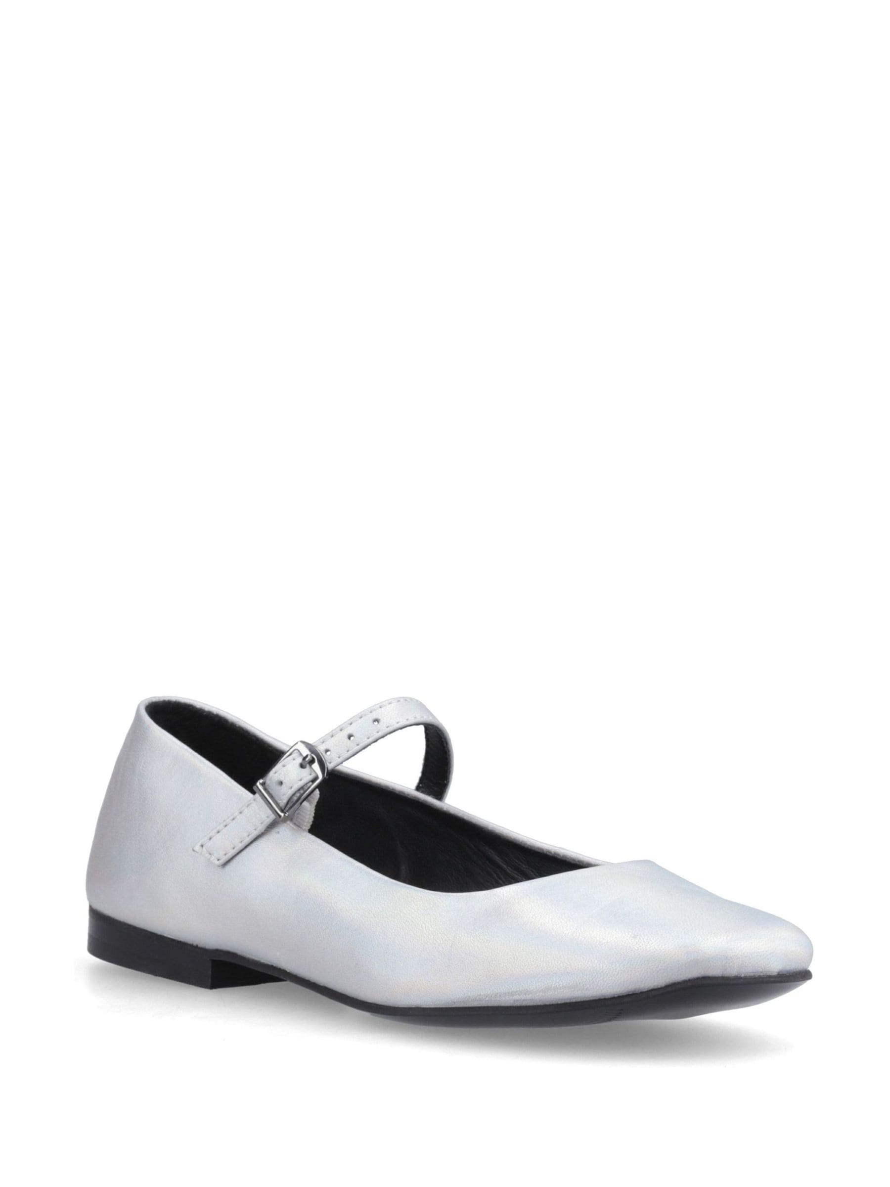 Hush Puppies Women's Silver Pasha Leather Ballerina Shoes