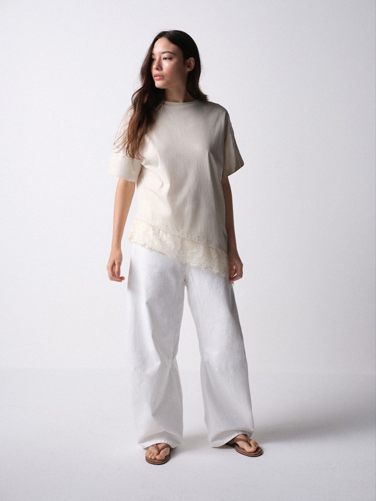 The Set Lace Trim T-Shirts 3 Pack Pale Pink/Plum/Cream - Image 2 of 8