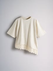 The Set Lace Trim T-Shirts 3 Pack Pale Pink/Plum/Cream - Image 6 of 8
