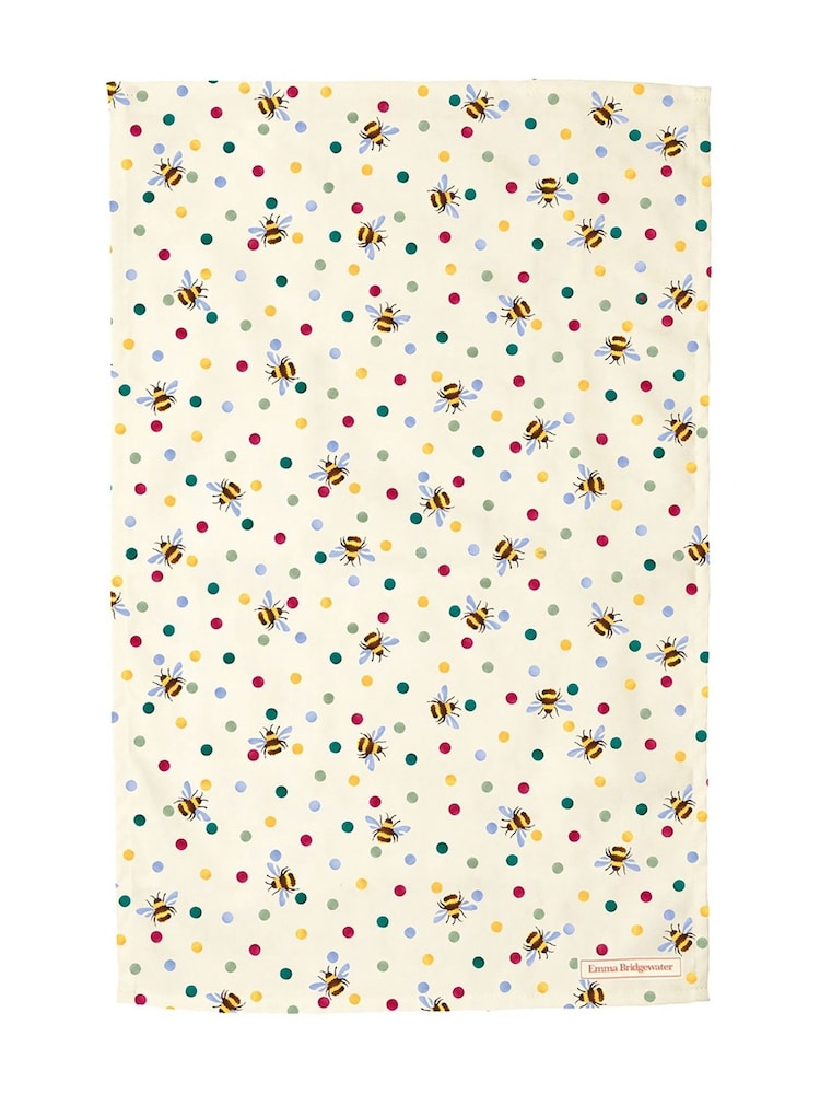 Emma Bridgewater Yellow Bumblebee & Small Polka Dot Tea Towel - Image 1 of 1