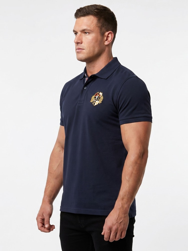 Raging Bull Blue Classic Short Sleeves Rugby Shirt - Image 2 of 4 Raging Bull Blue Classic Short Sleeves Rugby Shirt - Image 2 of 4