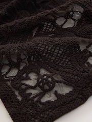 Chocolate Brown Crochet Short Sleeve Shirt - Image 6 of 7