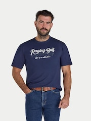 Raging Bull Embroidered Mountains Blue T-Shirt - Image 1 of 4