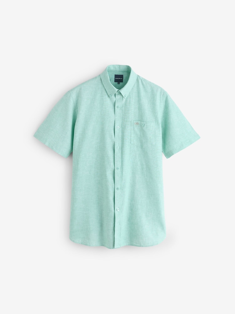 Raging Bull Green Classic Short Sleeve Linen Shirt - Image 4 of 4 Raging Bull Green Classic Short Sleeve Linen Shirt - Image 4 of 4