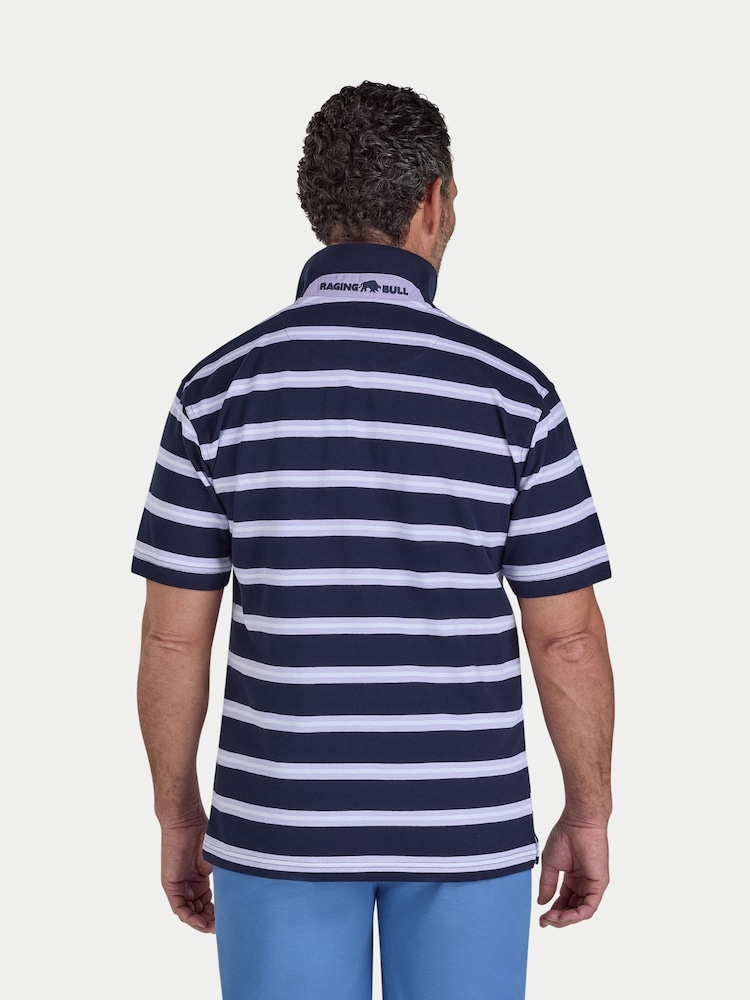 Raging Bull Pink Trio Stripe Birdseye Pique Polo Shirt - Image 2 of 4