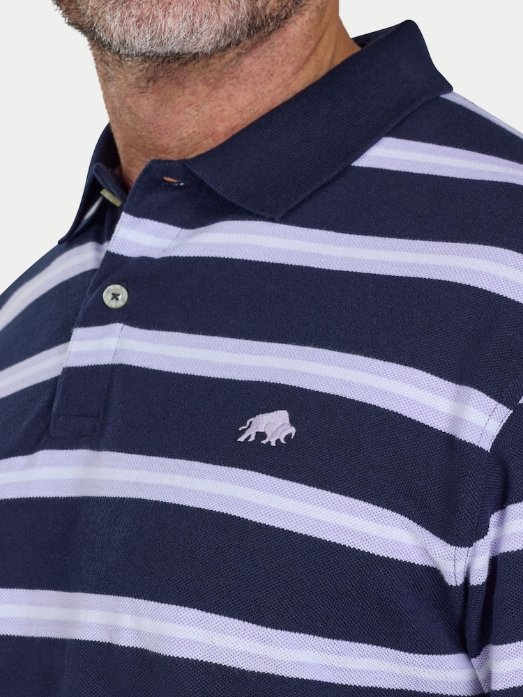 Raging Bull Pink Trio Stripe Birdseye Pique Polo Shirt - Image 4 of 4