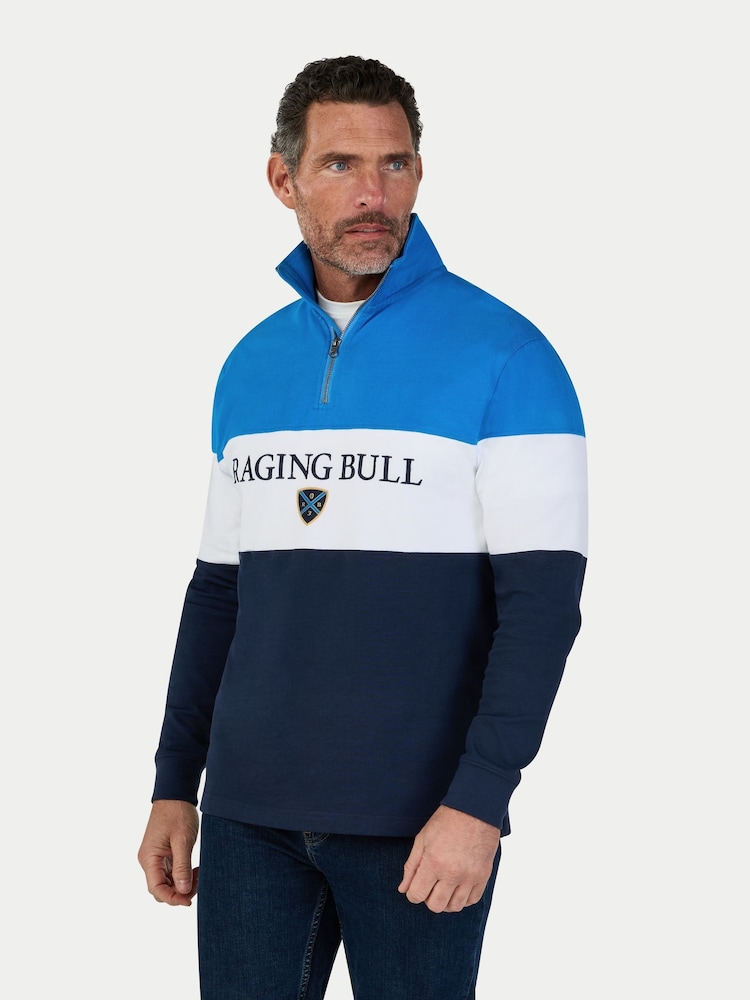 Raging Bull Blue Cut & Sew Quarter Zip Sweat Top - Image 1 of 4
