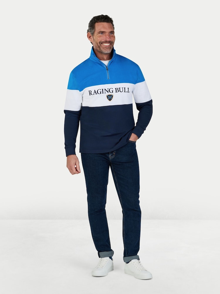 Raging Bull Blue Cut & Sew Quarter Zip Sweat Top - Image 2 of 4