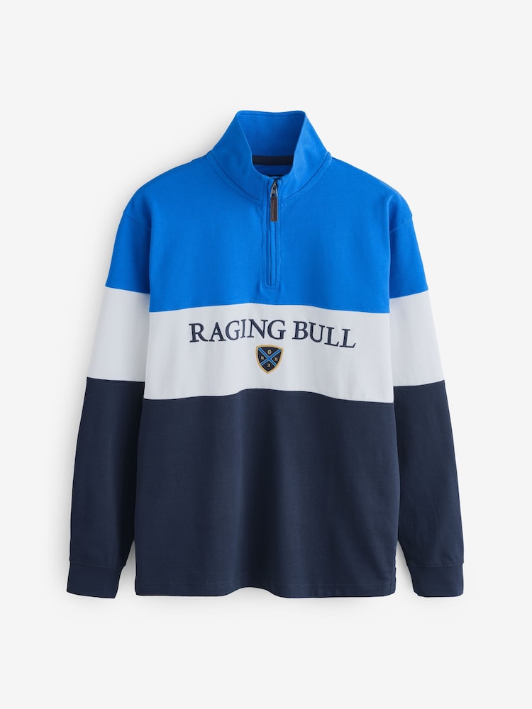 Raging Bull Blue Cut & Sew Quarter Zip Sweat Top - Image 4 of 4