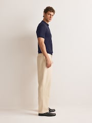 John Smedley Blue Adrian Short Sleeve Knitted Polo Shirt - Image 4 of 7
